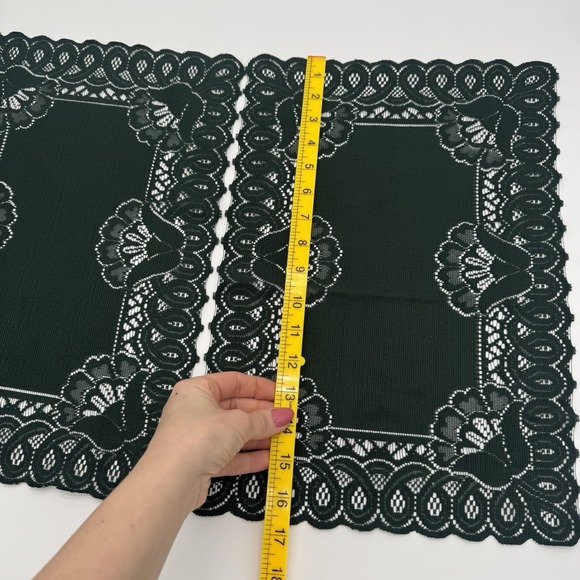 Vintage Green Lace Placemats & Table Runners Set 5 Floral Scalloped Decor - Picture 6 of 16